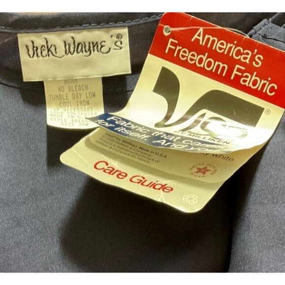 Vicky Wayne Vintage 20W Navy Blue Crew Neckline Short Dolman Sleeve Shell Blouse - Picture 6 of 6